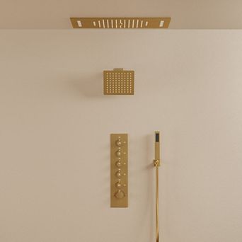 Aurora LED Bluetooth 5-Spray Ceiling Mount 23 in and 15 in Fixed Shower 10 in Shower Handheld