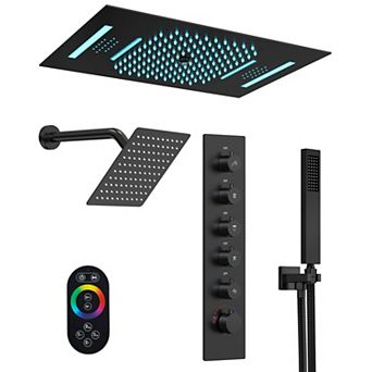 31-Spray LED 23L X 15W in. and 8" Dual Ceiling Mount Fixed Shower Head handheld Shower Music 2.5 GPM