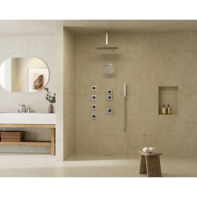 Dual Shower System 12 in. 5-Spray Square High Pressure with Hand Shower