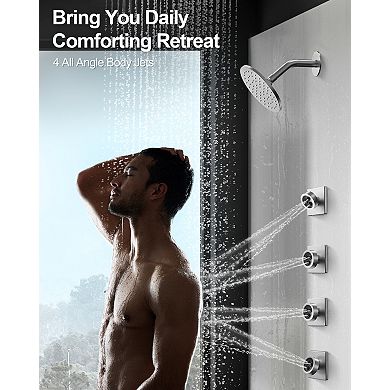 12 in. 5-Spray Multi-Functionn Dual Shower System, Square High Pressure Hand Shower (Valve Included)