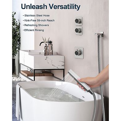 Dual Shower System 12 in. 5-Spray Square High Pressure with Hand Shower