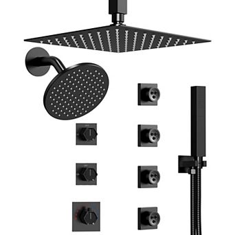 12 in 5-Spray Multi-Functionn Dual Shower System, Square High Pressure Hand Shower (Valve Included)