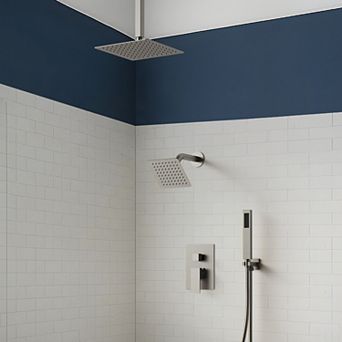 3-Spray 10 and 6 in Dual 3 in 1 Ceiling Mount Fixed and Handheld Shower Head 2.5 GPM