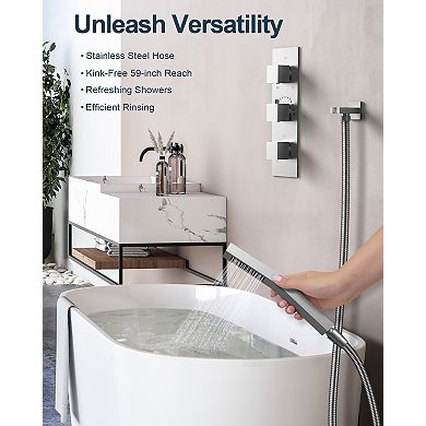 Shower System 8-Spray 12 and 6 in. Dual Wall Mount Fixed and Handheld Shower Head 2.5 GPM