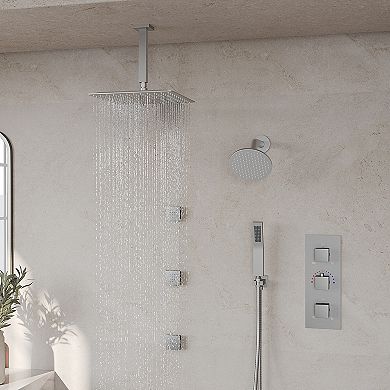 Shower System 8-Spray 12 and 6 in. Dual Wall Mount Fixed and Handheld Shower Head 2.5 GPM