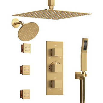 Shower System 8-Spray 12 and 6 in Dual Wall Mount Fixed and Handheld Shower Head 2.5 GPM