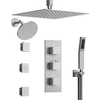 Shower System 8-Spray 12 and 6 in Dual Wall Mount Fixed and Handheld Shower Head 2.5 GPM