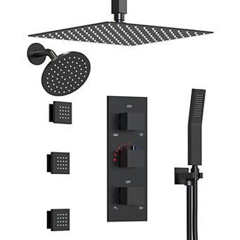 8-Spray Patterns 12 and 6 in Dual Shower Head 2.5 GPM Ceiling Mount Fixed and Handheld Shower Head