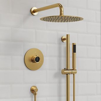 Dual 2-Spray Wall Mount 10 in Shower Faucet 2.5 GPM with Pressure Balance, Slide Bar
