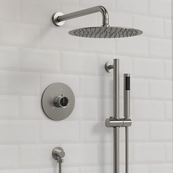 Dual 2-Spray Wall Mount 10 in Shower Faucet 2.5 GPM with Pressure Balance, Slide Bar