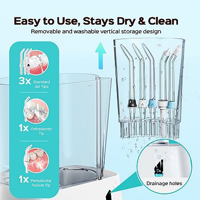 COSLUS EX2 Water Flosser: 2 Modes, 12 Pressures, 5 Tips - For Braces, Sensitive Gums, Family