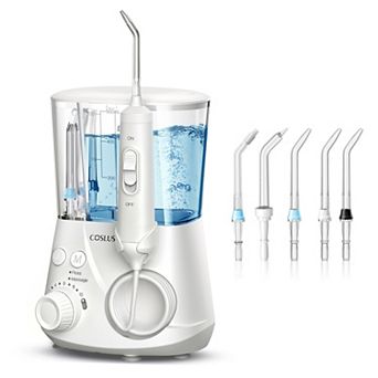 COSLUS EX2 Water Flosser: 2 Modes, 12 Pressures, 5 Tips - For Braces, Sensitive Gums, Family