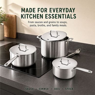 Alva Maestro 5-Ply Stainless Steel 6-Piece Pot Set with Lids