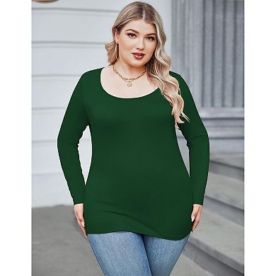 Zeagoo Women' Plus Size Long Sleeve Round Neck Shirts Basic Tee Fall Tops Outfits Clothes