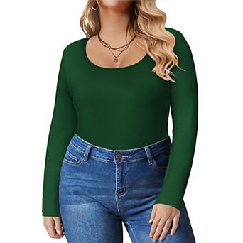 Zeagoo Women' Plus Size Long Sleeve Round Neck Shirts Basic Tee Fall Tops Outfits Clothes