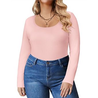 Zeagoo Women' Plus Size Long Sleeve Round Neck Shirts Basic Tee Fall Tops Outfits Clothes