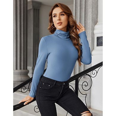 Zeagoo Women's Turtleneck Long Sleeve Shirts Basic Lightweight Base Layer Solid Slim Fit Tops