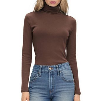 Zeagoo Women's Turtleneck Long Sleeve Shirts Basic Lightweight Base Layer Solid Slim Fit Tops