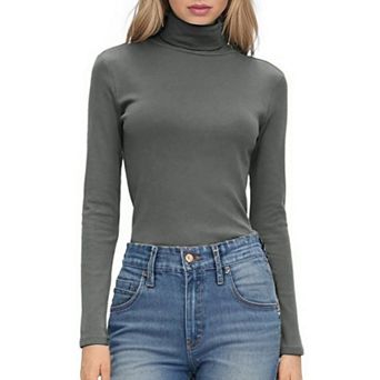 Zeagoo Women's Turtleneck Long Sleeve Shirts Basic Lightweight Base Layer Solid Slim Fit Tops