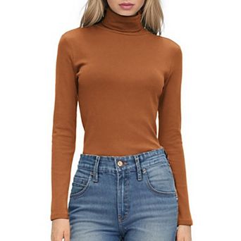 Zeagoo Women's Turtleneck Long Sleeve Shirts Basic Lightweight Base Layer Solid Slim Fit Tops