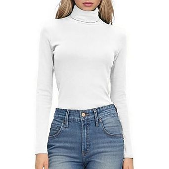 Zeagoo Women's Turtleneck Long Sleeve Shirts Basic Lightweight Base Layer Solid Slim Fit Tops