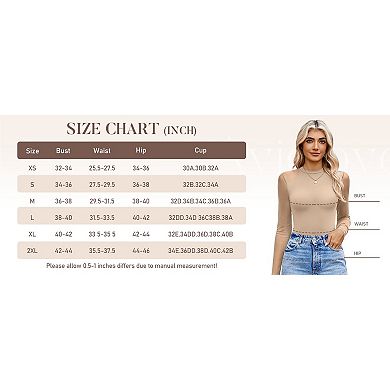 Avidlove Women Long Sleeve Bodysuits Basic Slim Comfy Lightweight Layering Going Out Tops Fall