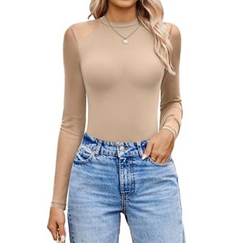 Avidlove Women Long Sleeve Bodysuits Basic Slim Comfy Lightweight Layering Going Out Tops Fall