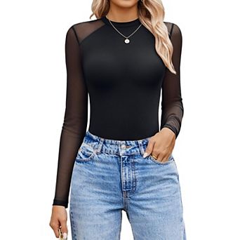 Avidlove Women Long Sleeve Bodysuits Basic Slim Comfy Lightweight Layering Going Out Tops Fall
