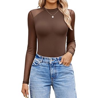 Avidlove Women Long Sleeve Bodysuits Basic Slim Comfy Lightweight Layering Going Out Tops Fall