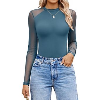 Avidlove Women Long Sleeve Bodysuits Basic Slim Comfy Lightweight Layering Going Out Tops Fall