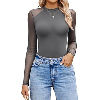 Avidlove Women Long Sleeve Bodysuits Basic Slim Comfy Lightweight Layering Going Out Tops Fall