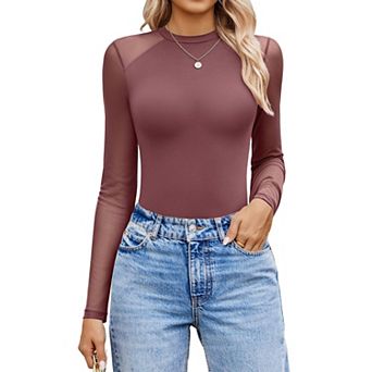 Avidlove Women Long Sleeve Bodysuits Basic Slim Comfy Lightweight Layering Going Out Tops Fall