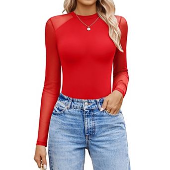 Avidlove Women Long Sleeve Bodysuits Basic Slim Comfy Lightweight Layering Going Out Tops Fall