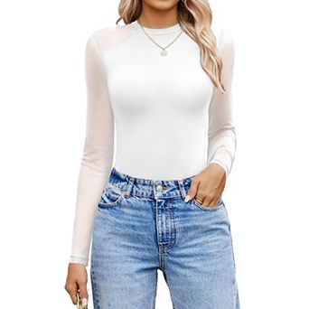 Avidlove Women Long Sleeve Bodysuits Basic Slim Comfy Lightweight Layering Going Out Tops Fall