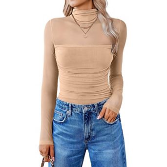 Avidlove Women Long Sleeve Bodysuit Turtle Neck Shapewear Body Suits Mesh One Piece Fall Outfits