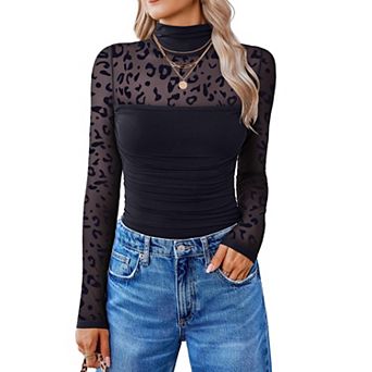 Avidlove Women Long Sleeve Bodysuit Turtle Neck Shapewear Body Suits Mesh One Piece Fall Outfits