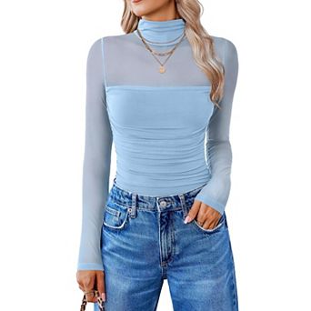Avidlove Women Long Sleeve Bodysuit Turtle Neck Shapewear Body Suits Mesh One Piece Fall Outfits