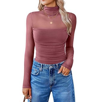 Avidlove Women Long Sleeve Bodysuit Turtle Neck Shapewear Body Suits Mesh One Piece Fall Outfits