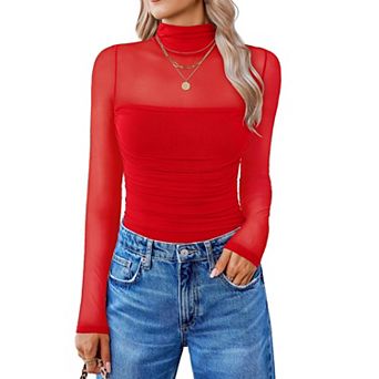 Avidlove Women Long Sleeve Bodysuit Turtle Neck Shapewear Body Suits Mesh One Piece Fall Outfits