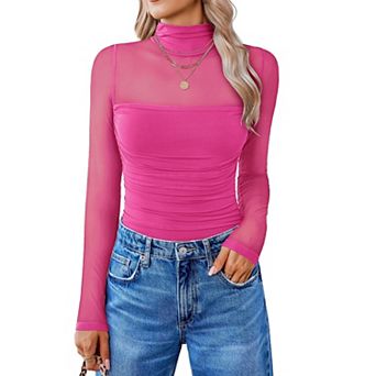 Avidlove Women Long Sleeve Bodysuit Turtle Neck Shapewear Body Suits Mesh One Piece Fall Outfits
