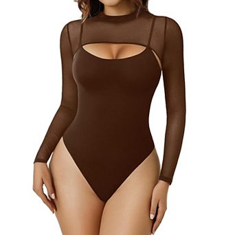 Avidlove Women Bodysuits Sleeveless Spaghetti Strap Tank Top Sheer Leotard Shirt with Snap Crotch