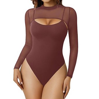 Avidlove Women Bodysuits Sleeveless Spaghetti Strap Tank Top Sheer Leotard Shirt with Snap Crotch