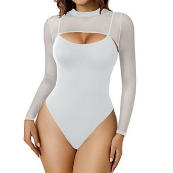 Avidlove Women Bodysuits Sleeveless Spaghetti Strap Tank Top Sheer Leotard Shirt with Snap Crotch
