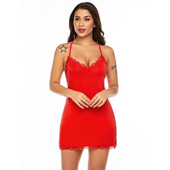 Avidlove Lingerie for Women Nightgown Lace Trim Sleep Dress with Side Slit Night Gowns Soft
