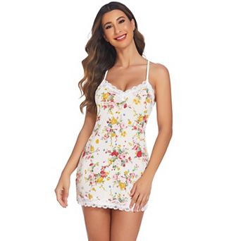 Avidlove Lingerie for Women Nightgown Lace Trim Sleep Dress with Side Slit Night Gowns Soft