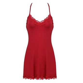 Avidlove Lingerie for Women Nightgown Lace Trim Sleep Dress with Side Slit Night Gowns Soft