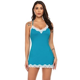 Avidlove Lingerie for Women Nightgown Lace Trim Sleep Dress with Side Slit Night Gowns Soft