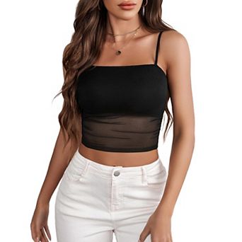 Avidlove Women Mesh Top Sheer Y2K Crop Tops Clubwear Tank Top