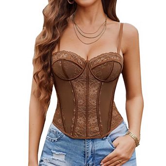 Avidlove Corset Tops for Women Lace Bustier Top Underwire Halloween Slim Fit Bralette