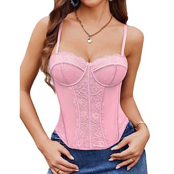 Avidlove Corset Tops for Women Lace Bustier Top Underwire Halloween Slim Fit Bralette